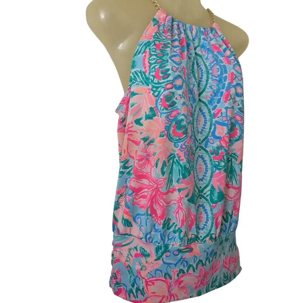 Lilly Pulitzer BOWEN Sz S Halter Top in Hot Tamale - Picture 4 of 10